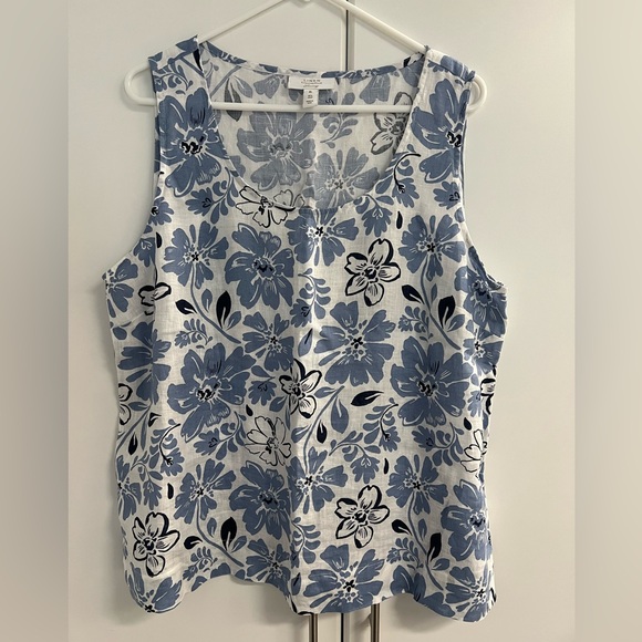 Charter Club Tops - Charter Club Blue and White Floral Tank Top Sz XL